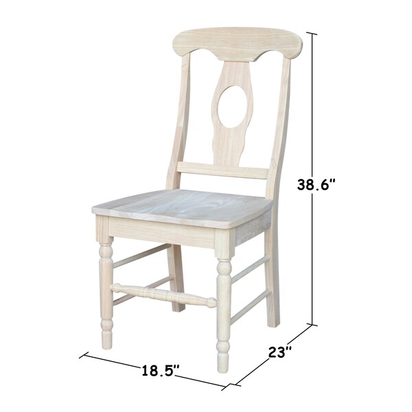 International Concepts Set of 2 Empire Chairs with Aolid Wood Seats, Unfinished - C-1202P