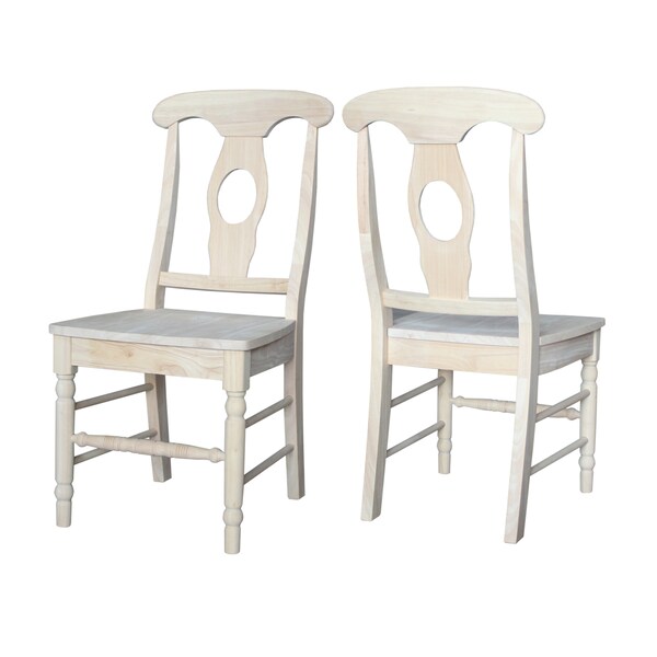 International Concepts Set of 2 Empire Chairs with Aolid Wood Seats, Unfinished - C-1202P