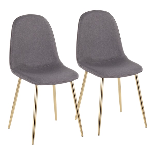 Lumisource Pebble Chair in Gold Steel and Charcoal Fabric, PK 2 - CH-PEBBLE AUCHAR2