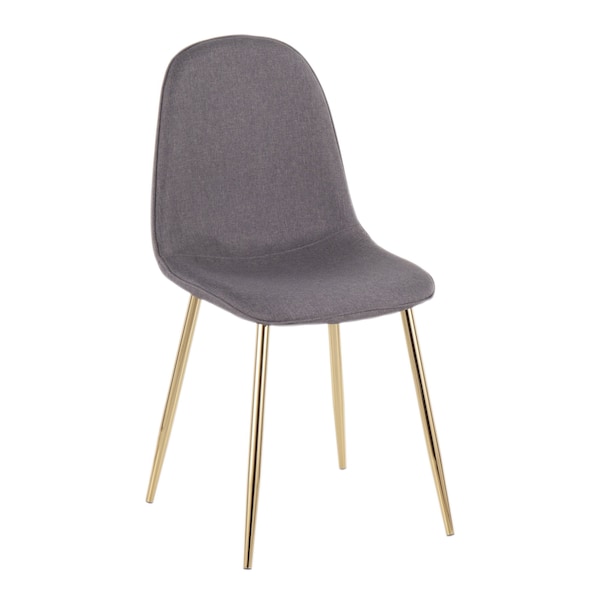 Lumisource Pebble Chair in Gold Steel and Charcoal Fabric, PK 2 - CH-PEBBLE AUCHAR2