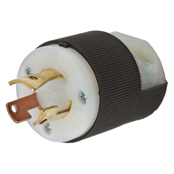 Hubbell 15/10A Twist-Lock Plug 3P 3W 125/250VAC BK/WT - HBL7567C