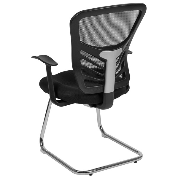 Flash Furniture Black Mesh Side Reception Chair with Chrome Sled Base - HL-0001B-BK-GG