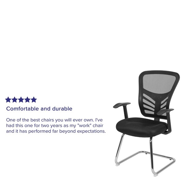 Flash Furniture Black Mesh Side Reception Chair with Chrome Sled Base - HL-0001B-BK-GG