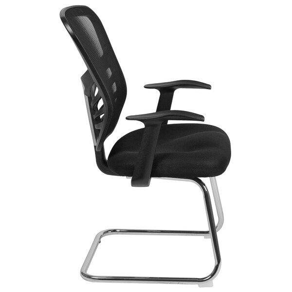 Flash Furniture Black Mesh Side Reception Chair with Chrome Sled Base - HL-0001B-BK-GG