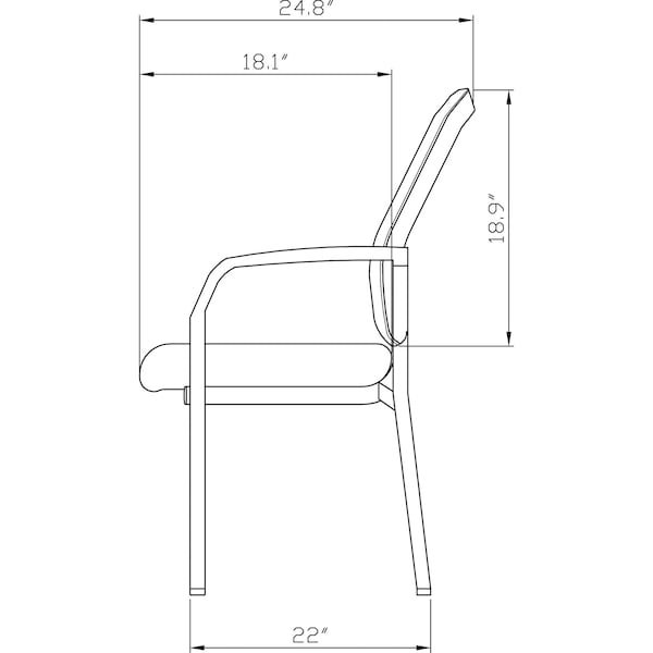 Lorell Guest Chair, 25 in W 20" L 32" H, Integrated, Mesh Seat - LLR85566