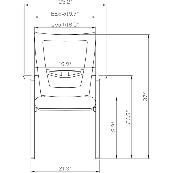 Lorell Guest Chair, 25 in W 20" L 32" H, Integrated, Mesh Seat - LLR85566