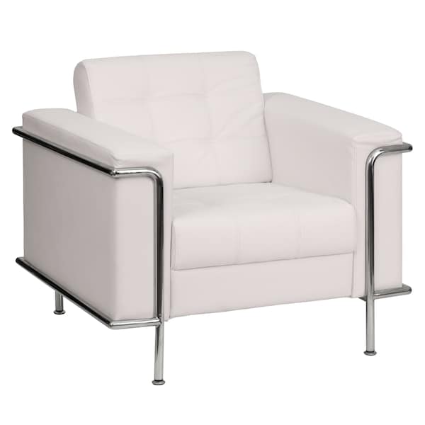 Flash Furniture Hercules Lesley Chair, White Back, 36-3/4 in W 33" L 32-1/2" H, Straight, Leather Seat - ZB-LESLEY-8090-CHAIR-WH-GG
