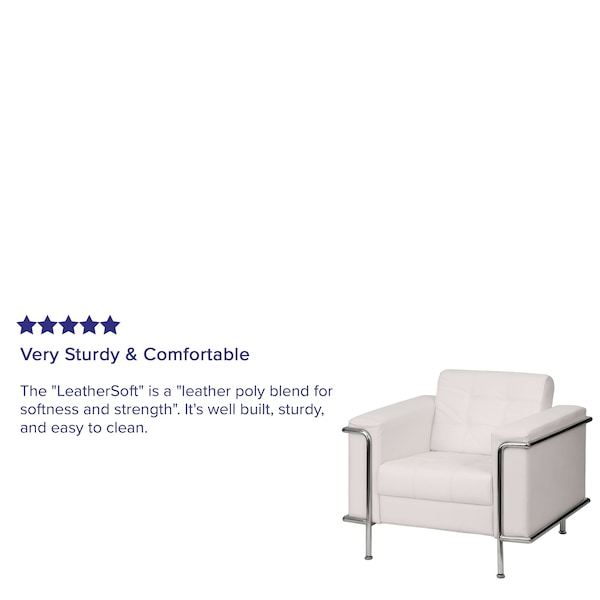 Flash Furniture Hercules Lesley Chair, White Back, 36-3/4 in W 33" L 32-1/2" H, Straight, Leather Seat - ZB-LESLEY-8090-CHAIR-WH-GG