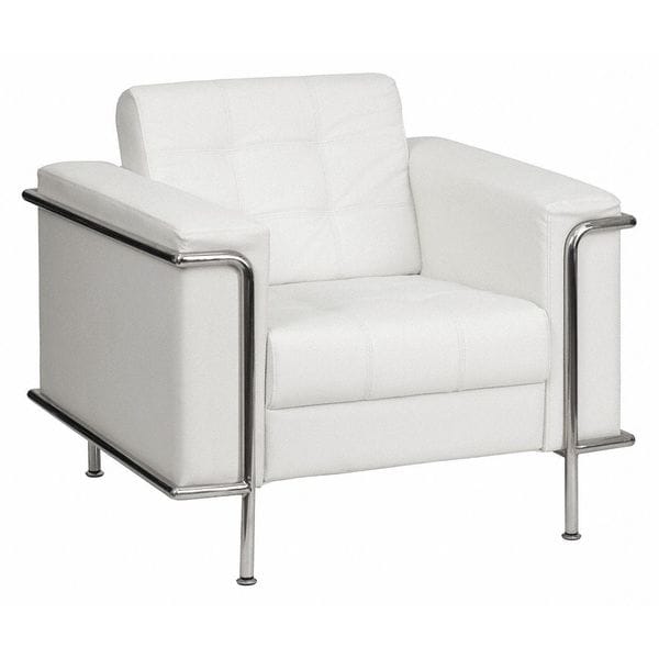 Flash Furniture Hercules Lesley Chair, White Back, 36-3/4 in W 33" L 32-1/2" H, Straight, Leather Seat - ZB-LESLEY-8090-CHAIR-WH-GG