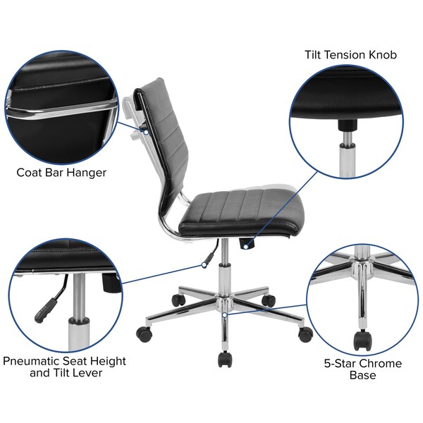 Flash Furniture Black LeatherSoft Office Chair - BT-20595M-NA-BK-GG