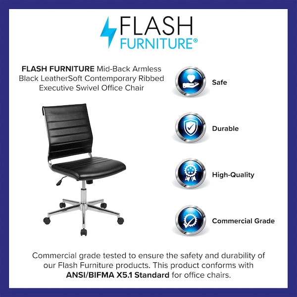 Flash Furniture Black LeatherSoft Office Chair - BT-20595M-NA-BK-GG