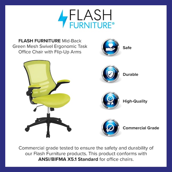 Flash Furniture Desk Chair, Mesh, Green Mesh - BL-X-5M-GRN-GG