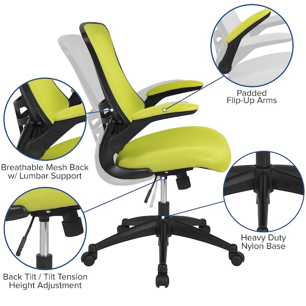 Flash Furniture Desk Chair, Mesh, Green Mesh - BL-X-5M-GRN-GG