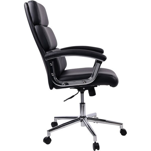 Lorell Executive Chair Leather High-Back ChairBlack Back, Fixed Arms, 18-1/2" to 22-1/2" Height, Leather - LLR20018