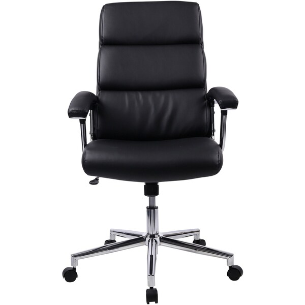 Lorell Executive Chair Leather High-Back ChairBlack Back, Fixed Arms, 18-1/2" to 22-1/2" Height, Leather - LLR20018