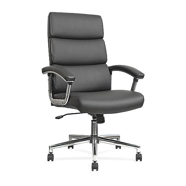 Lorell Executive Chair Leather High-Back ChairBlack Back, Fixed Arms, 18-1/2" to 22-1/2" Height, Leather - LLR20018