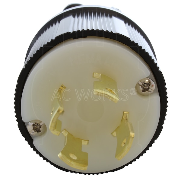 Ac Works NEMA L16-30P 3-Phase 30A 480V 4-Prong Locking Male Plug with UL, C-UL Approval in Black - ASL1630P-BK