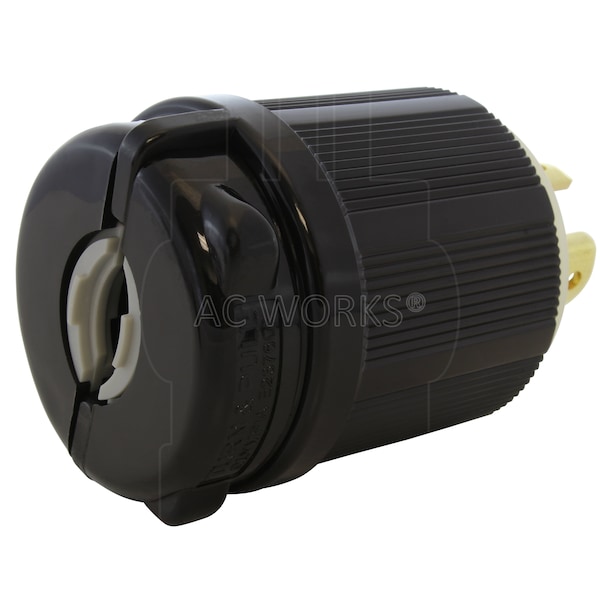 Ac Works NEMA L16-30P 3-Phase 30A 480V 4-Prong Locking Male Plug with UL, C-UL Approval in Black - ASL1630P-BK