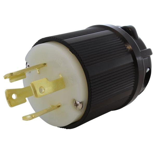 Ac Works NEMA L16-30P 3-Phase 30A 480V 4-Prong Locking Male Plug with UL, C-UL Approval in Black - ASL1630P-BK