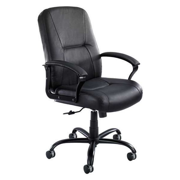 Safco Big and Tall Chair Big and Tall Desk Chair, 19-1/2" Height, Leather, Black - 3500BL