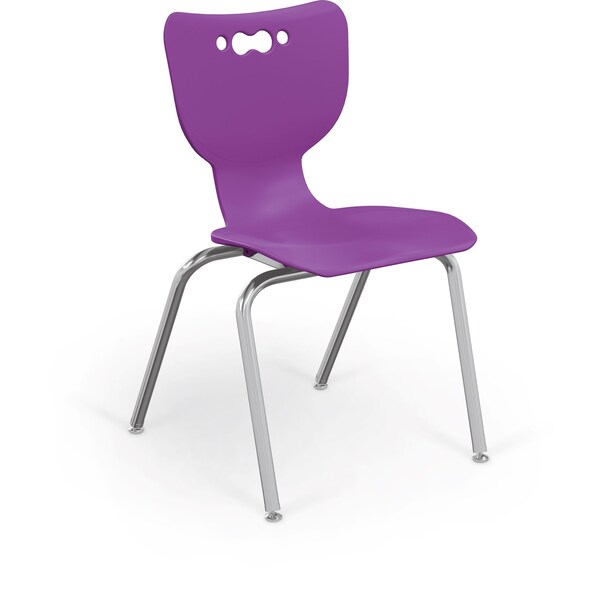 Mooreco Hierarchy School Chair, 4 Leg, 18" Chrome Frame, Purple Armless Shell, PK5 - 53318-5-PURPLE-NA-CH
