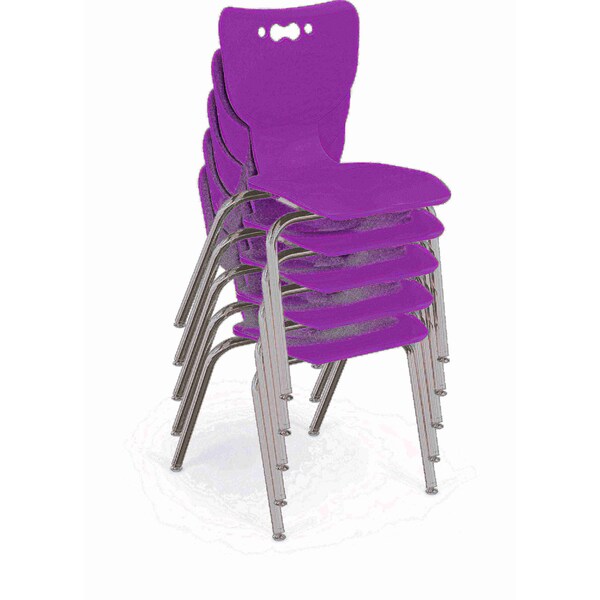 Mooreco Hierarchy School Chair, 4 Leg, 18" Chrome Frame, Purple Armless Shell, PK5 - 53318-5-PURPLE-NA-CH