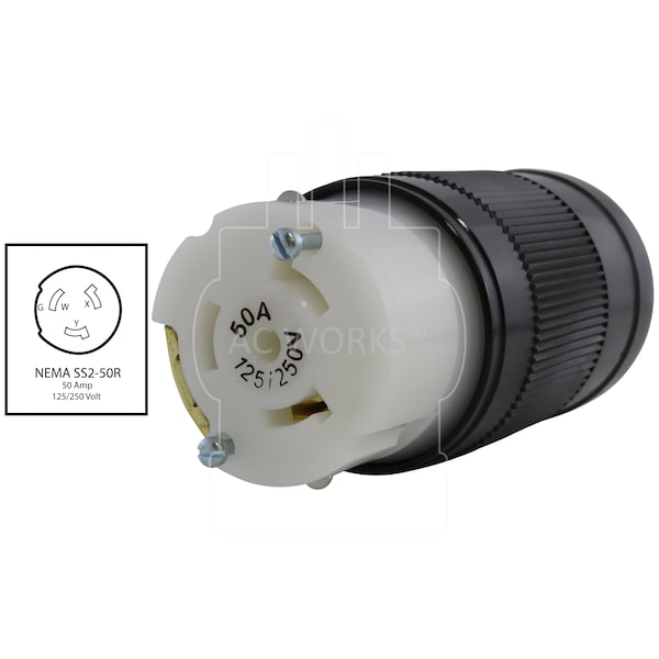 Ac Works NEMA SS2-50R 50A 125/250V 4-Prong Locking Female Connector Assembly - AS-SS250R