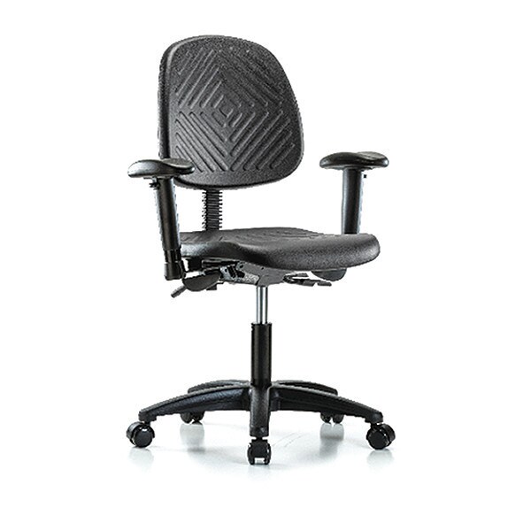 Blue Ridge Ergonomics Desk Chair Desk Chair, Med, Poly, Bk, AA, Casters, Adjustable Arms, 17" to 22" Height, Black; Blue - BR-PDHCH-MB-RG-T0-A1-RC