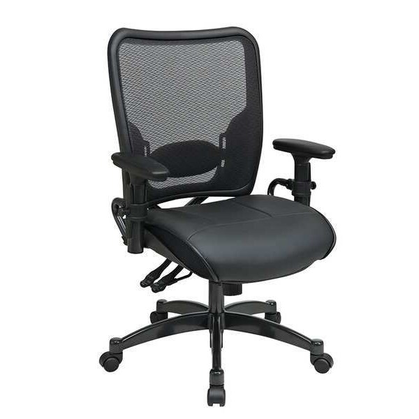 Office Star Managerial Chair Managers Chair, 18-1/4" to 22-1/2" Height, Leather, Black - 6876