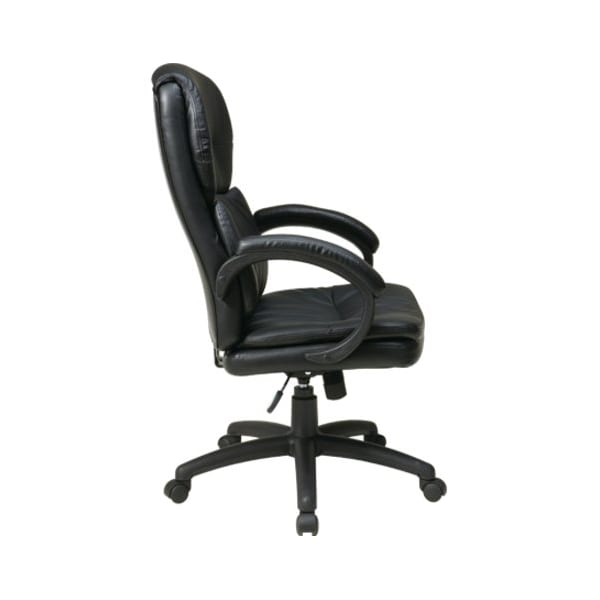 Office Star Exec Chair, Leather, Black, 18-21" Seat Ht - EC9230-EC3