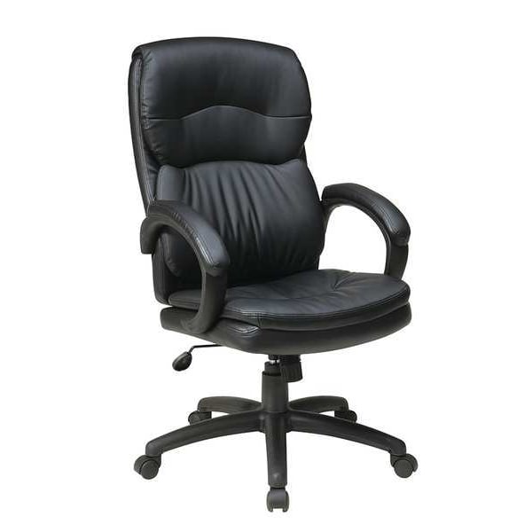 Office Star Exec Chair, Leather, Black, 18-21" Seat Ht - EC9230-EC3