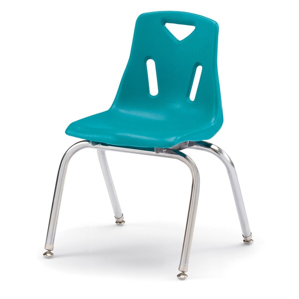 Jonti-Craft Berries Stacking Chairs with Chrome-Plated Legs, 16 in. Ht, Set of 6, Teal - 8146JC6005