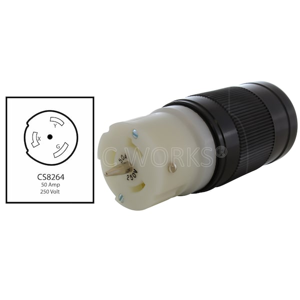 Ac Works California Standard 50A 250V 3-Wire Locking Female Connector Assembly - CS8264
