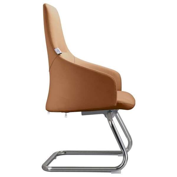 Leisuremod Celeste Office Chair in Upholstered Leather and Iron Frame, Acorn Brown - CGO20LBRL