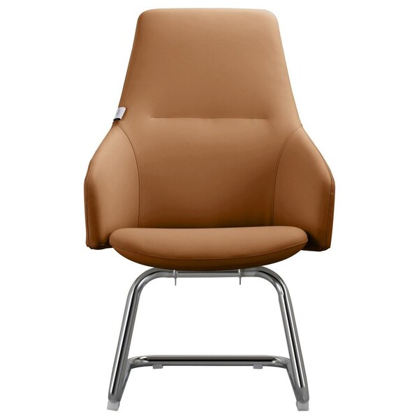 Leisuremod Celeste Office Chair in Upholstered Leather and Iron Frame, Acorn Brown - CGO20LBRL