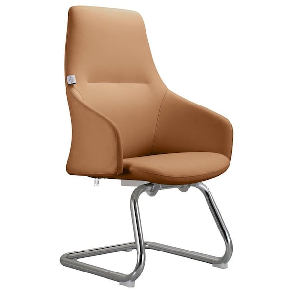 Leisuremod Celeste Office Chair in Upholstered Leather and Iron Frame, Acorn Brown - CGO20LBRL