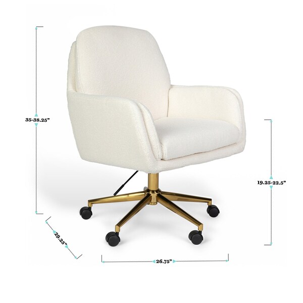 Martha Stewart Clara Upholstered Office Chair in Off White/Polished Brass - CH-240231-1-CR-GLD-MS