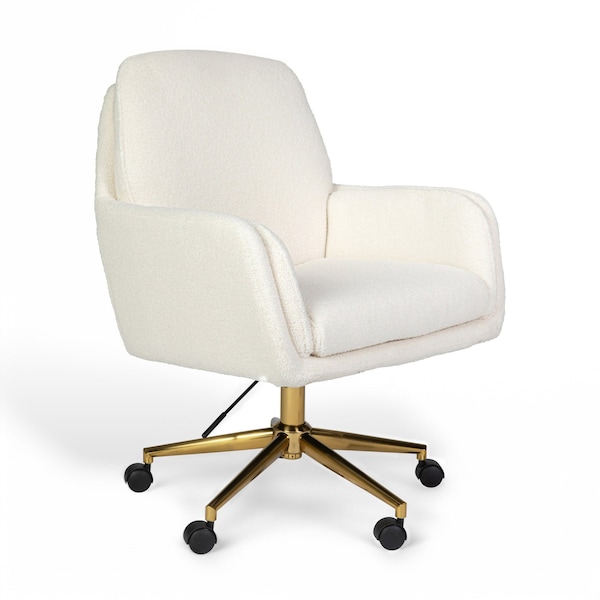 Martha Stewart Clara Upholstered Office Chair in Off White/Polished Brass - CH-240231-1-CR-GLD-MS