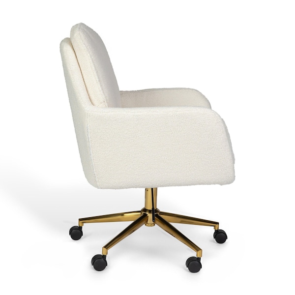 Martha Stewart Clara Upholstered Office Chair in Off White/Polished Brass - CH-240231-1-CR-GLD-MS
