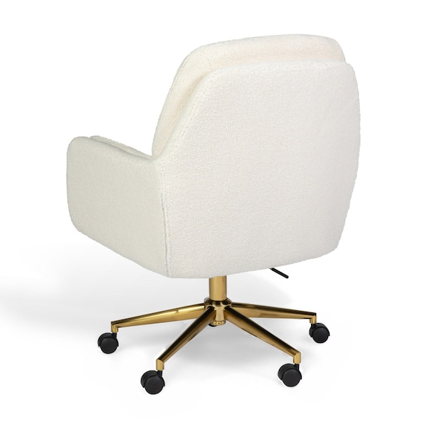 Martha Stewart Clara Upholstered Office Chair in Off White/Polished Brass - CH-240231-1-CR-GLD-MS