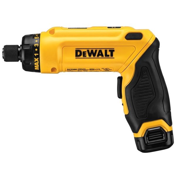 Dewalt Cordless Screwdriver Kit, 1/4 in Hex Drive, 430 RPM Free Speed, (2) 1 Ah, 8V DC, Pivot, 8V Max - DCF680N2