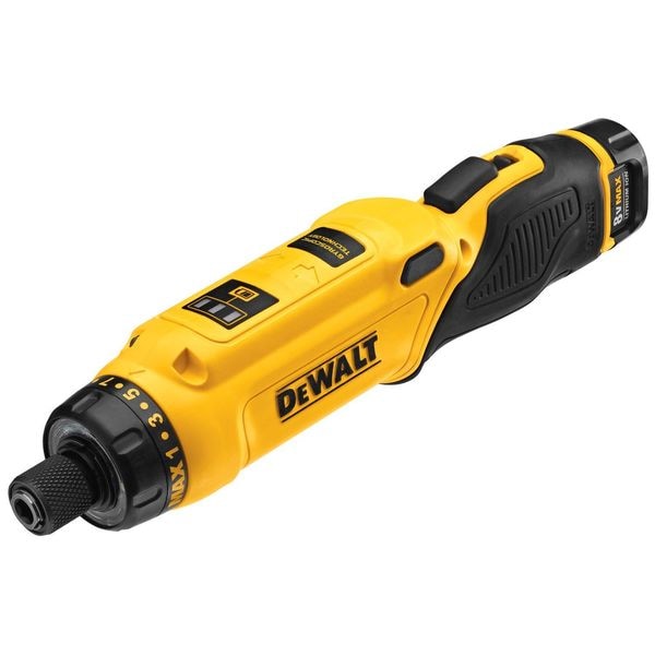 Dewalt Cordless Screwdriver Kit, 1/4 in Hex Drive, 430 RPM Free Speed, (2) 1 Ah, 8V DC, Pivot, 8V Max - DCF680N2