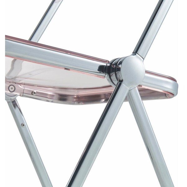 Leisuremod Lawrence Acrylic Folding Chair with Metal Frame, Rose Pink, 2PK - LF19PK2