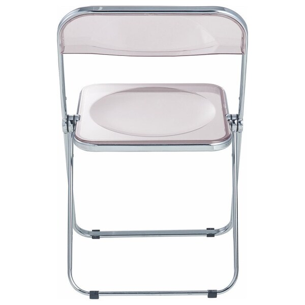 Leisuremod Lawrence Acrylic Folding Chair with Metal Frame, Rose Pink, 2PK - LF19PK2