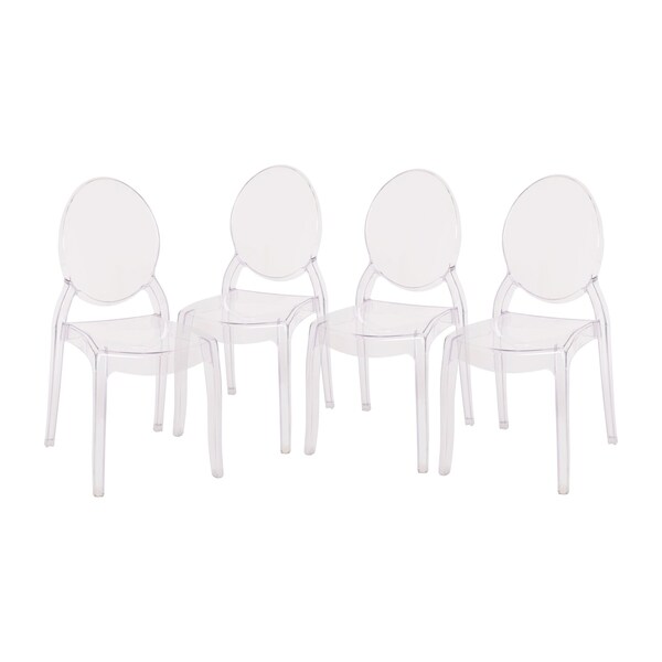 Flash Furniture 4 Pack Transparent Crystal Extra Wide Ghost Chairs - ZH-GHOST-OVR-4-GG