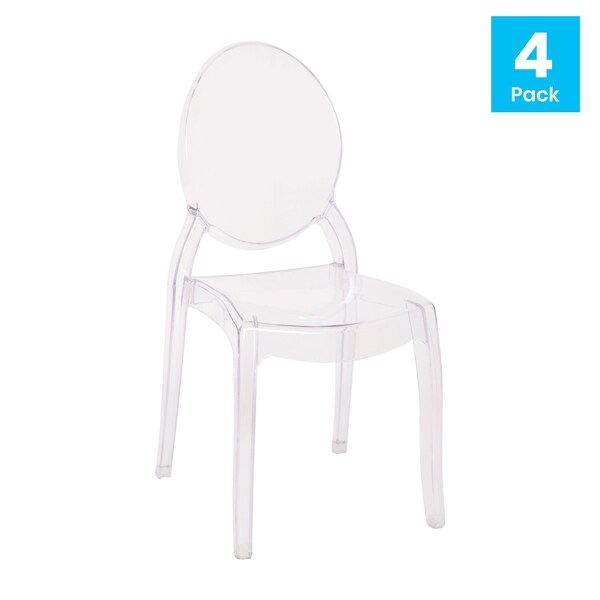Flash Furniture 4 Pack Transparent Crystal Extra Wide Ghost Chairs - ZH-GHOST-OVR-4-GG