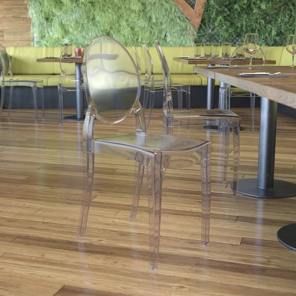 Flash Furniture 4 Pack Transparent Crystal Extra Wide Ghost Chairs - ZH-GHOST-OVR-4-GG