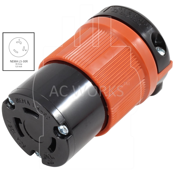 Ac Works NEMA L5-30R 30A 125V 3-Prong Locking Female Connector with UL, C-UL Approval - ASL530R