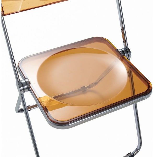 Leisuremod Lawrence Acrylic Folding Chair with Metal Frame, Tangerine, 4PK - LF19OR4