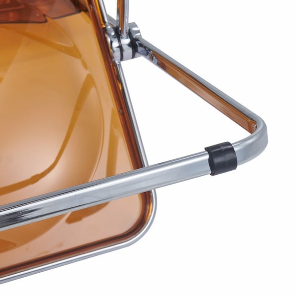 Leisuremod Lawrence Acrylic Folding Chair with Metal Frame, Tangerine, 4PK - LF19OR4